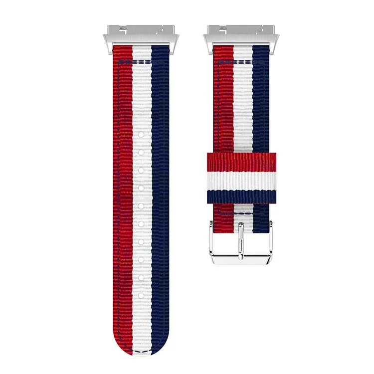 For Fitbit Ionic Vertical Stripes Nylon Watch Band, Width: 22mm -  Red/White/Blue