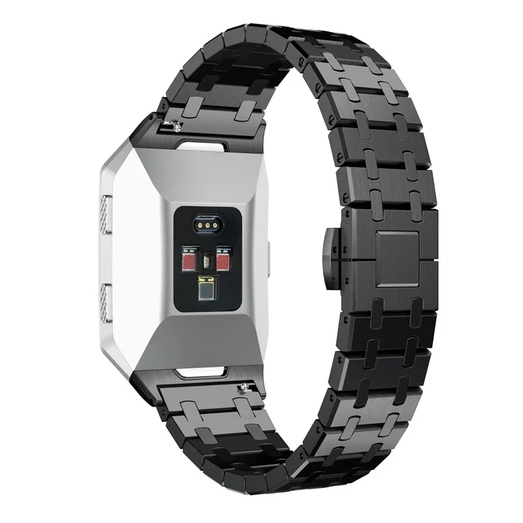 22mm 316L Stainless Steel Butterfly Buckle Watch Strap for Fitbit Ionic - Black
