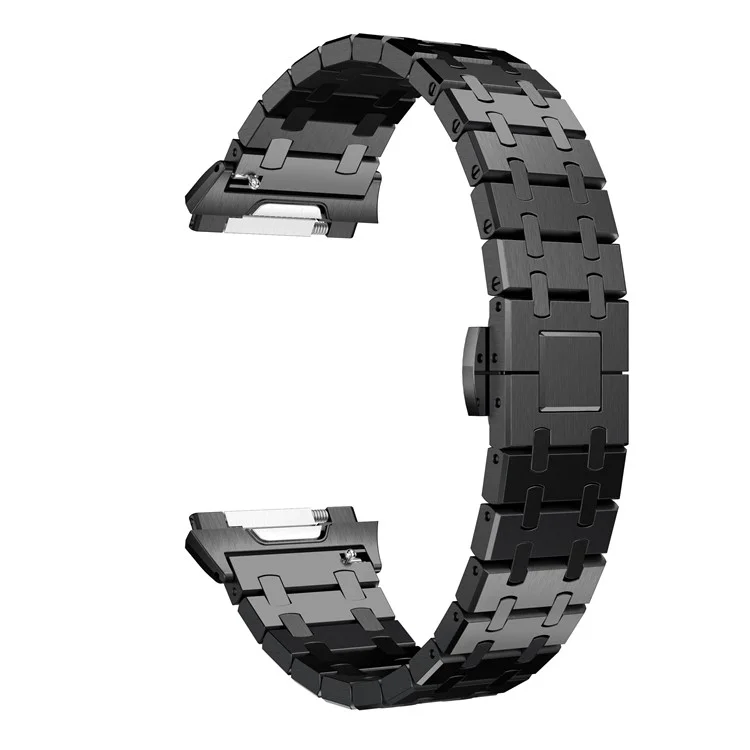 22mm 316L Stainless Steel Butterfly Buckle Watch Strap for Fitbit Ionic - Black