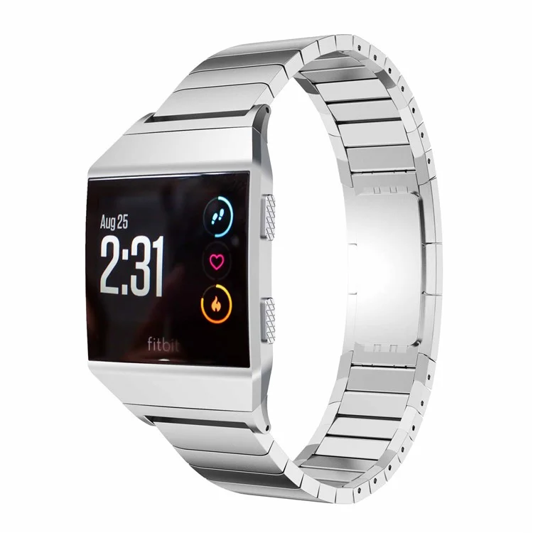Stainless Steel Link Chain Watch Strap with Lugs Adapters for Fitbit Ionic - Silver Color