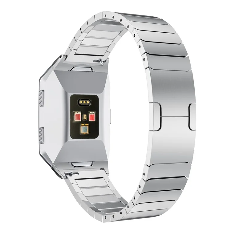Stainless Steel Link Chain Watch Strap with Lugs Adapters for Fitbit Ionic - Silver Color
