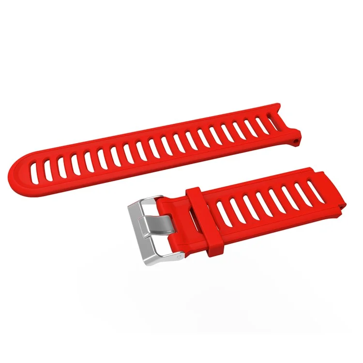 Metal Buckle Flexible Silicone Watch Band with Installment Tool Kit for Garmin Forerunner 910XT - Red