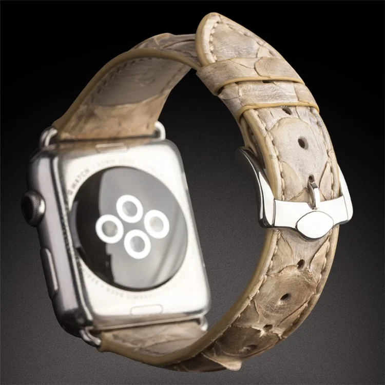 QIALINO Morelia Spilota Texture Genuine Leather Watch Strap for Apple Watch Series 3/2/1 38mm