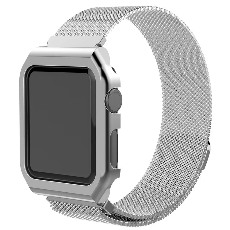 Milanese Wrist Stainless Steel Watch Strap + Watch Frame for Apple Watch Series 3/2/1 38mm - Silver Color