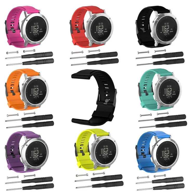 Salta de Relógio de Pulso de Silicone Com Ferramentas de Instalação Para o Suunto Essencial - Preto