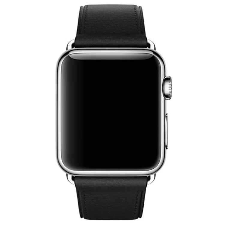 Litchi Texture Genuine Leather Watch Band for Apple Watch Series 3/2/1 42mm - Black