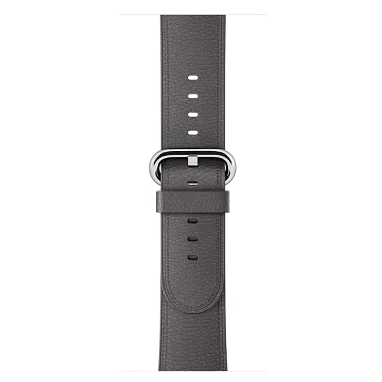 For Apple Watch Ultra 3 2 1 49mm / Series 11 10 46mm / 9 8 7 45mm / SE3 SE2 SE 6 5 4 44mm / 3 2 1 42mm Litchi Texture Genuine Leather Watch Band Wrist Strap Replacement - Grey