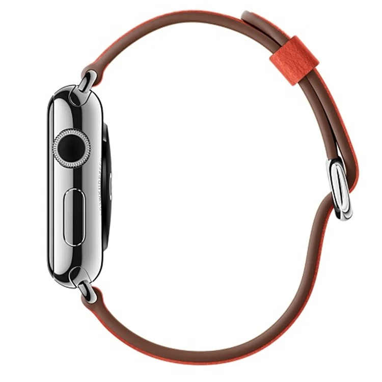 Para Apple Watch Series 10 46mm / Ultra 2 Ultra 49mm / 9 8 7 45mm / SE (2023) SE (2022) SE 6 5 4 44mm / 3 2 1 42mm Litchi Texture Genuine Leather Watch Band Wrist Strap Replacement - Vermelho