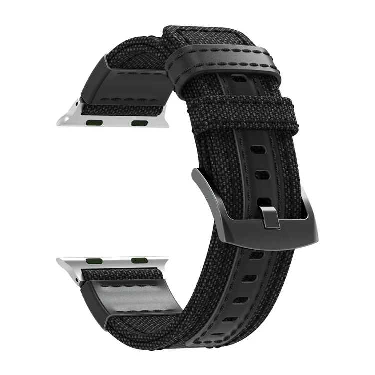 Fashion Breathable Canvas Watch Wrist Strap with Steel Metal Buckle for Series 3/2/1 42mm - Black