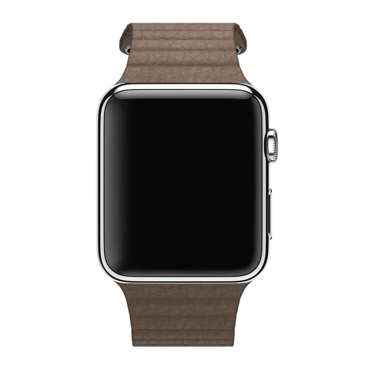 Magnetic Leather Watch Wrist Watch Replacement Strap for Apple Watch Series 3/2/1 42mm - Coffee