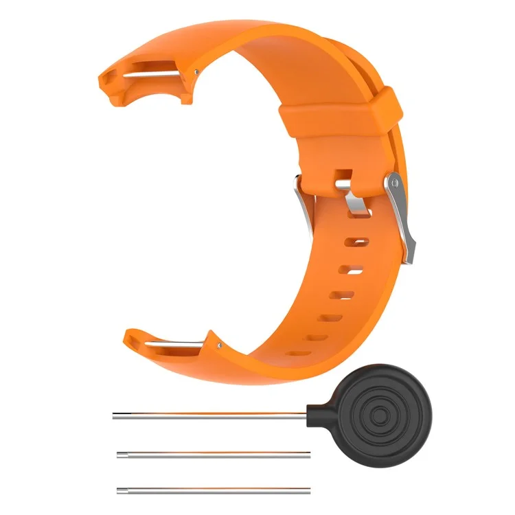Cinturino in morbido silicone per orologio da polso con barrette a molla e utensile per Garmin Approach S3 - Arancione