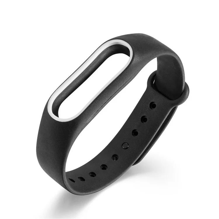 Glossy Surface Flexible TPU Smart Watch Strap for Xiaomi Mi Band 2 - Black/White