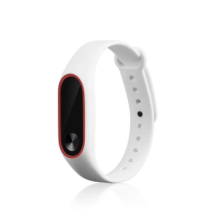 Glossy Surface Flexible TPU Wrist Smartwatch Band for Xiaomi Mi Band 2 - White/Red