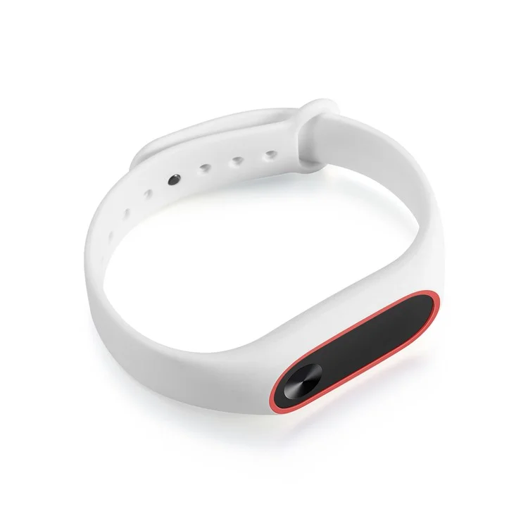 Glossy Surface Flexible TPU Wrist Smartwatch Band for Xiaomi Mi Band 2 - White/Red