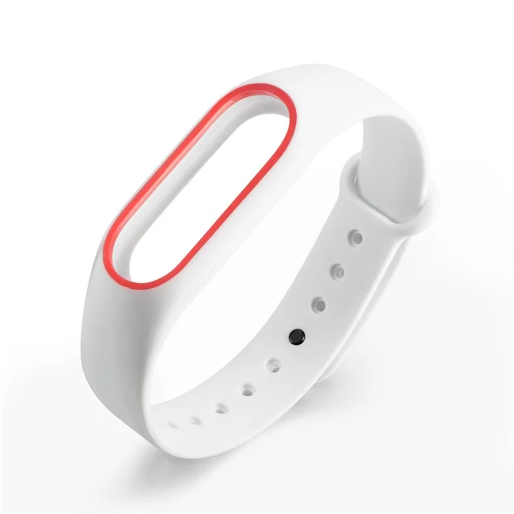 Glossy Surface Flexible TPU Wrist Smartwatch Band for Xiaomi Mi Band 2 - White/Red