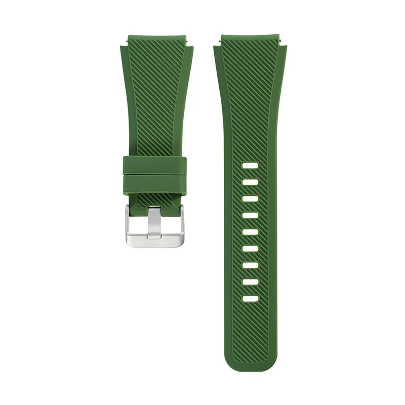 For Samsung Gear S3 Frontier / S3 Classic / Fossil Q MARSHAL Gen2 Adjustable Replacement Silicone Band Sport Strap - Green