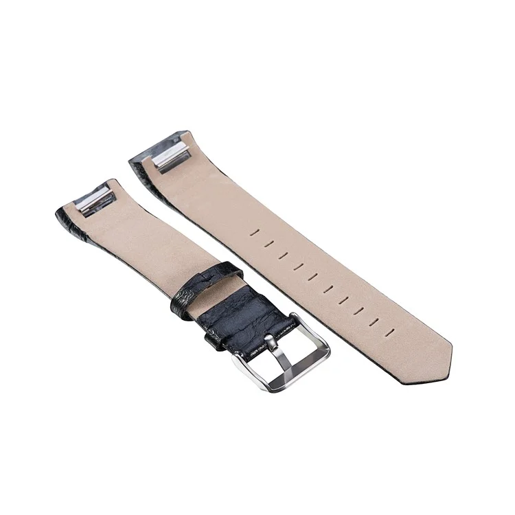 22mm Genuine Leather Watch Band for Fitbit Charge 2 - Black
