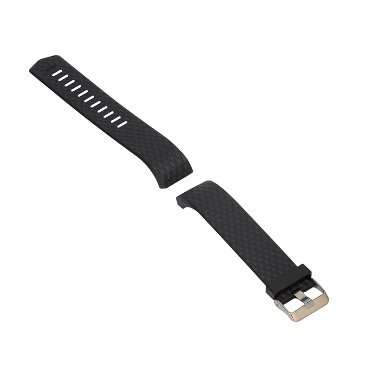 3D Rhombus Texture Silicone Wrist Strap for Fitbit Charge 2 - Black