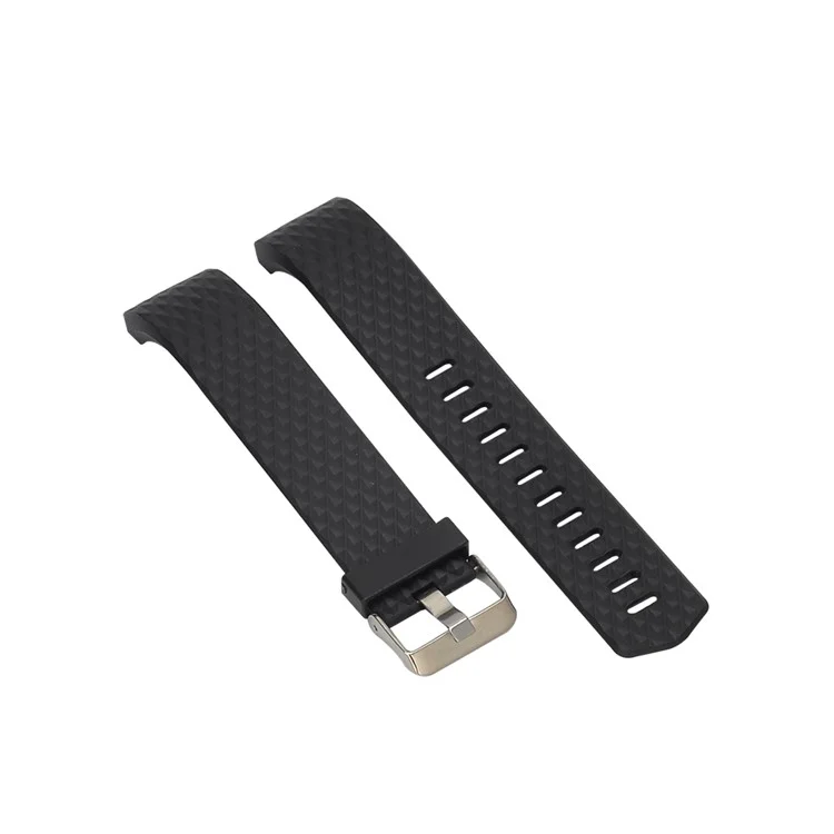 3D Rhombus Texture Silicone Wrist Strap for Fitbit Charge 2 - Black