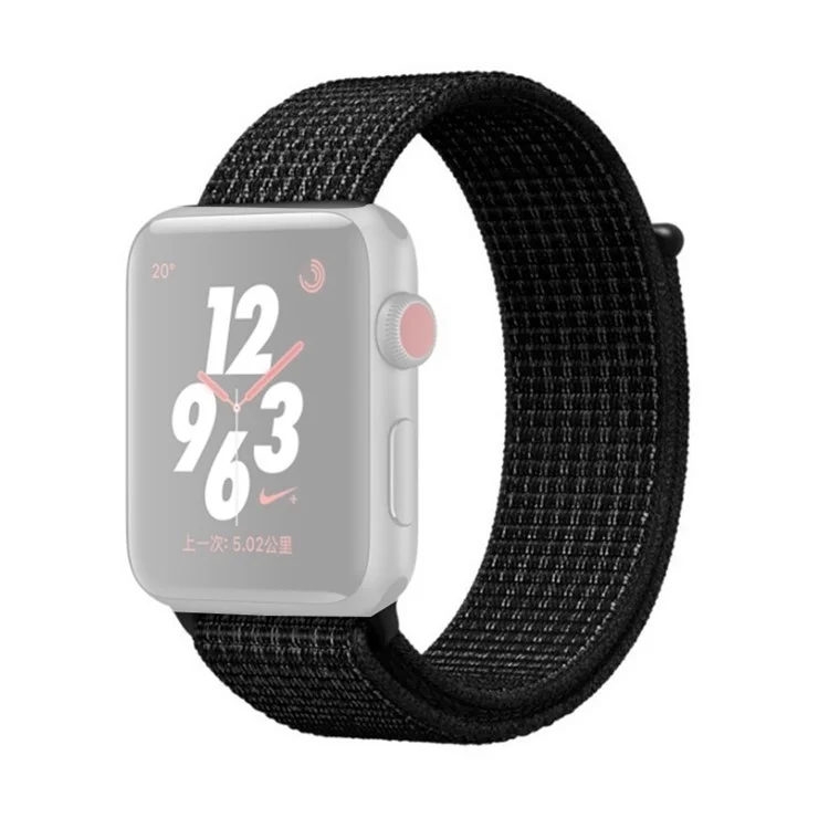 Durable Nylon Sport Loop Band Adjustable Velcro Tape Watch Strap for Apple Watch Series 3/2/1 42mm - Black