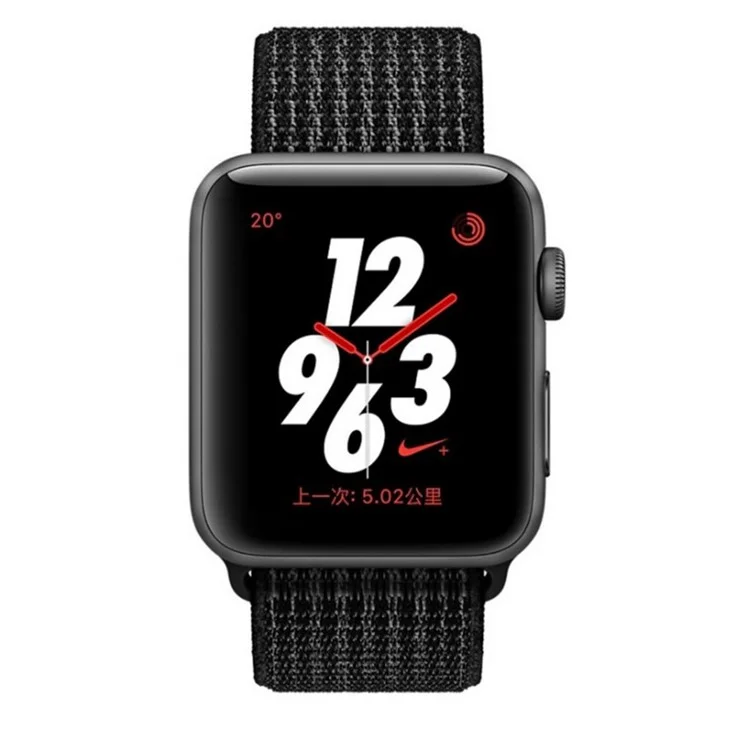 Sport Loop Nylon Watch Band Adjustable Velcro Tape Watch Strap for Apple Watch Series 3/2/1 38mm - Black