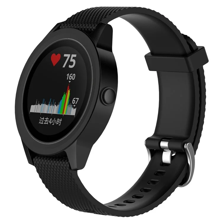 Weiches Silikonuhrarmband für Garmin Vivoactive 3/Vivomove HR, Smartwatch-Armband-Ersatz (12,3+10,5 cm) - Schwarz