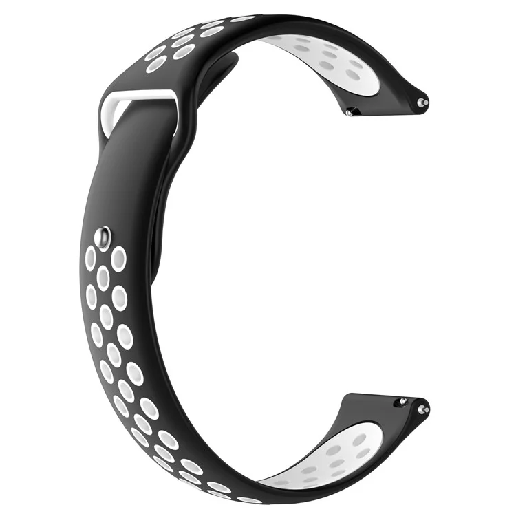 Two-tone Silicone Hollow Watch Strap Replacement for Fossil Q MARSHAL Gen2 / Huami Amazfit Watch 2/1 - Black / White