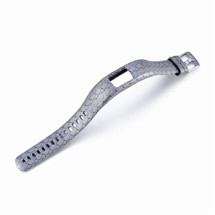 Patterned Adjustable Soft Silicone Watch Band Strap Replacement for Garmin VivoFit 4, Length: 230mm - Black Auspicious Clouds Pattern