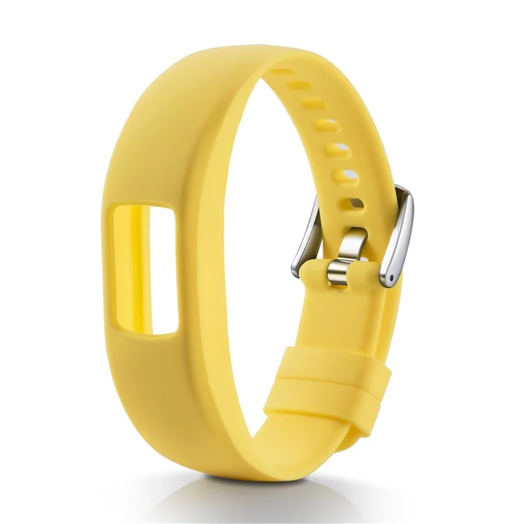 Banda Flexible de Reloj de Pulsera de Silicona Suave Ajustable Para Garmin Vivofit 4 - Tamaño: S / Amarillo