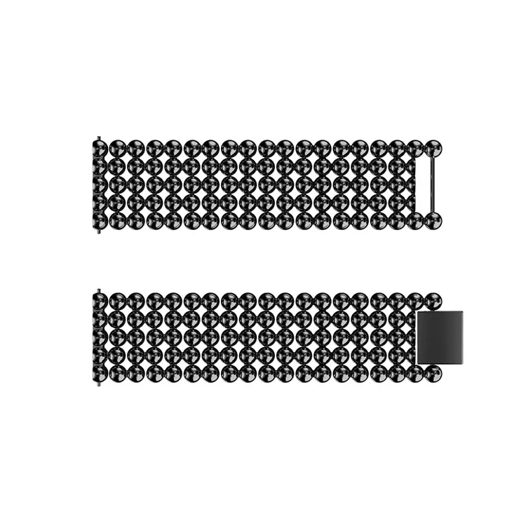 22cm Five Beads Buckle Closure Stainless Steel Watch Band for Fitbit Versa - Black