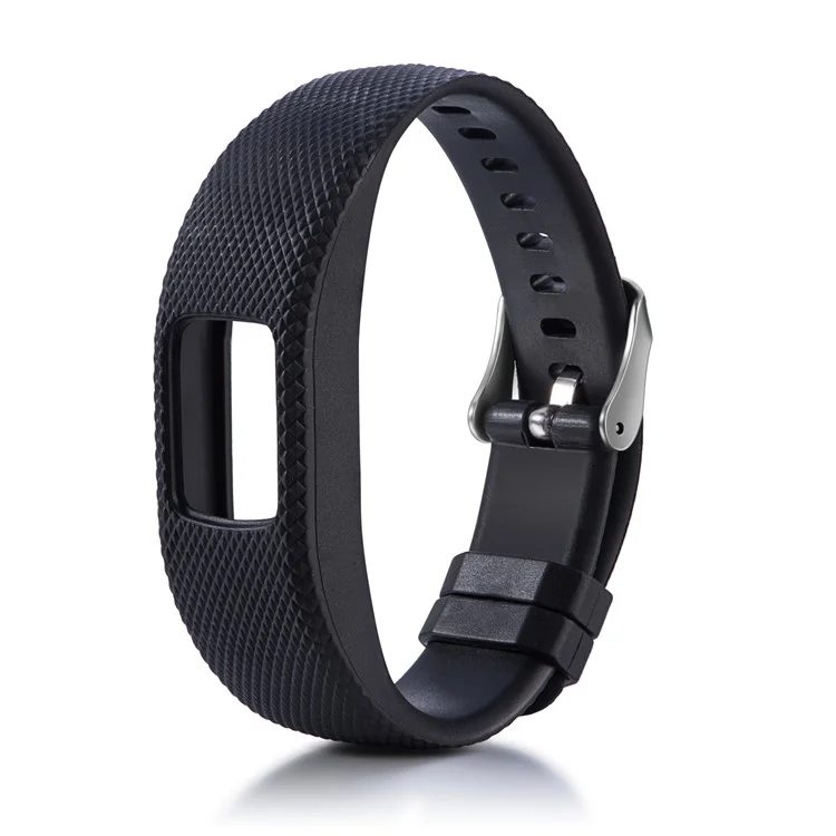 For Garmin Vivofit 4 Watch Band Flexible Lozenge Texture TPE+TPU Watch Strap - Size: S / Black