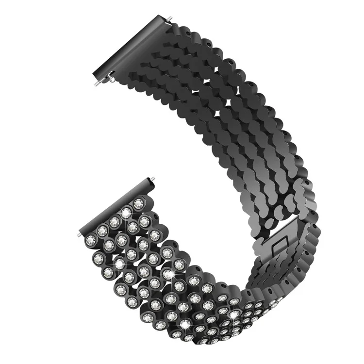 Rhinestones Decor Stainless Steel Watch Band Strap for Fitbit Versa - Black