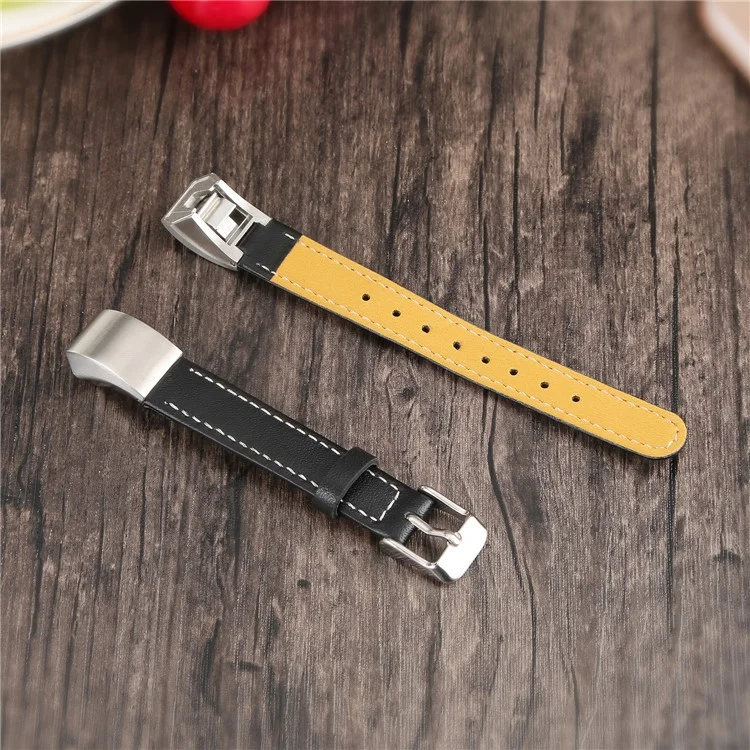 Genuine Leather Watch Band for Fitbit Alta - Black