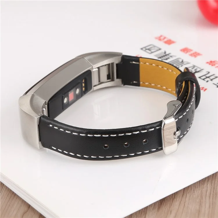 Genuine Leather Watch Band for Fitbit Alta - Black