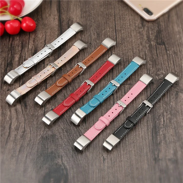 Genuine Leather Watch Band for Fitbit Alta - Black