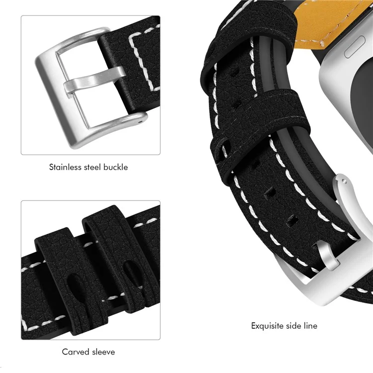 England Style Genuine Leather Watch Band with Buckle for Apple Watch Series 3/2/1 38mm - Black
