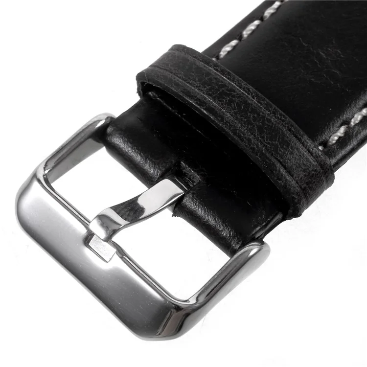 Vintage Oil Wax Genuine Leather Watch Band for Apple Watch Series 3/2/1 38mm - Black