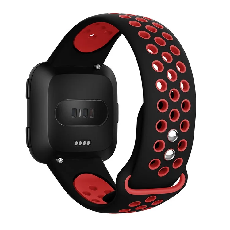 Dual-color Hollow Silicone Replacement Watch Band Strap for Fitbit Versa - Black / Red