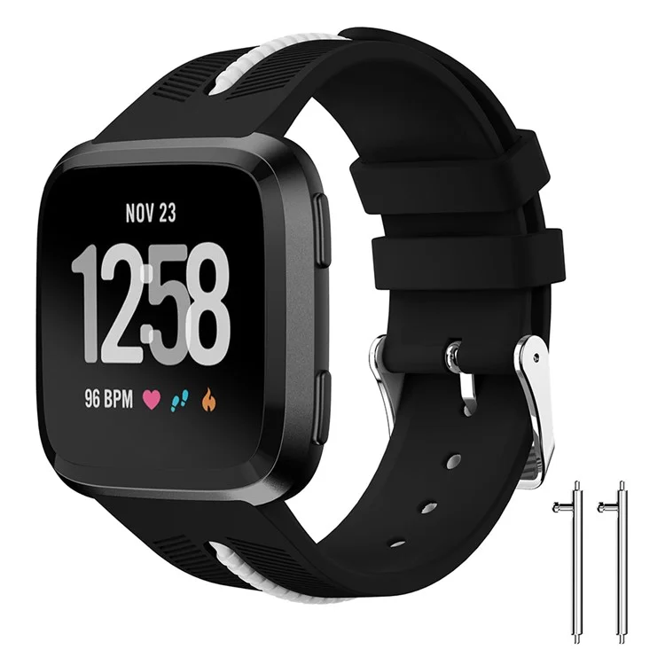 Two-tone Silicone Watch Strap Replacement for Fitbit Versa - Black / White