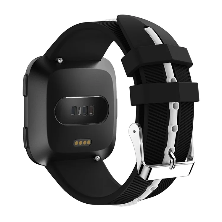 Two-tone Silicone Watch Strap Replacement for Fitbit Versa - Black / White
