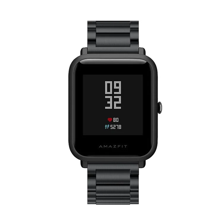 Cinghia di Orologio in Acciaio Inossidabile Solido da 20 mm Sostituisci la Parte Per Huami Amazfit Smart Watch Youth Edition - Nero