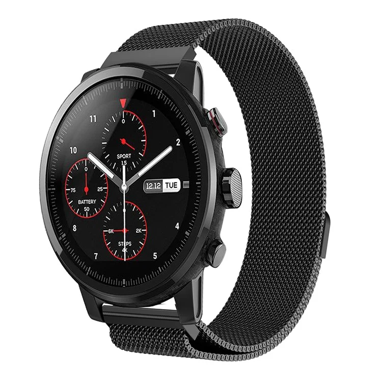 Magnetic Milanese Stainless Steel Woven Watch Wrist Band for Huami Amazfit 2S Watch - Black