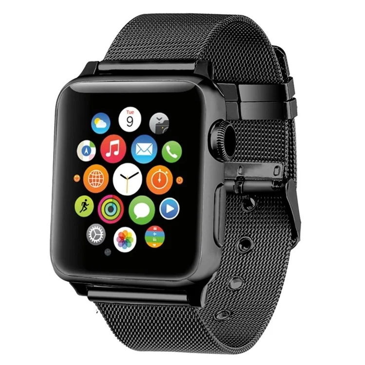 Classic Buckle Milanese Stainless Steel Watch Band for Apple Watch Series 3/2/1 42mm - Black