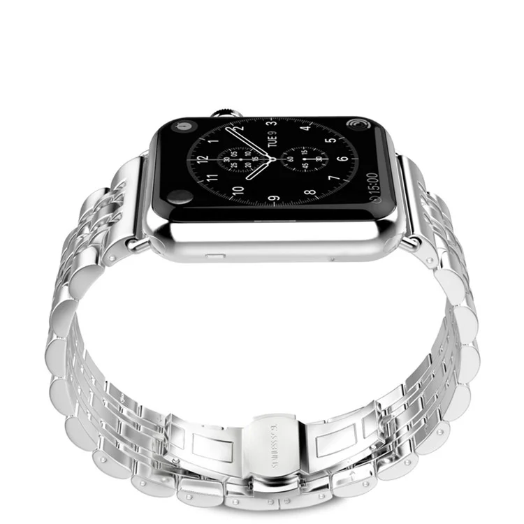Classic Seven Beads Stainless Steel Watch Strap for Apple Watch Series 10 46mm / Ultra 2 Ultra 49mm / 9 8 7 45mm / SE (2023) SE (2022) SE 6 5 4 44mm / 3 2 1 42mm - Silver