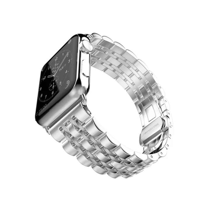 Classic Seven Beads Stainless Steel Watch Strap for Apple Watch Series 10 46mm / Ultra 2 Ultra 49mm / 9 8 7 45mm / SE (2023) SE (2022) SE 6 5 4 44mm / 3 2 1 42mm - Silver