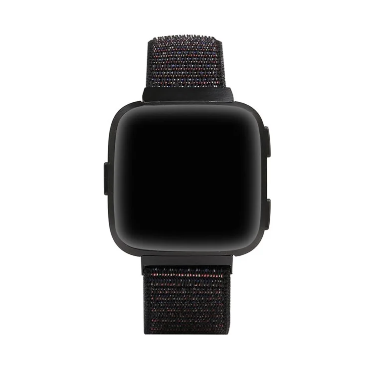 Velcro Magnetic Nylon Watch Strap Replacement for Fitbit Versa - Black