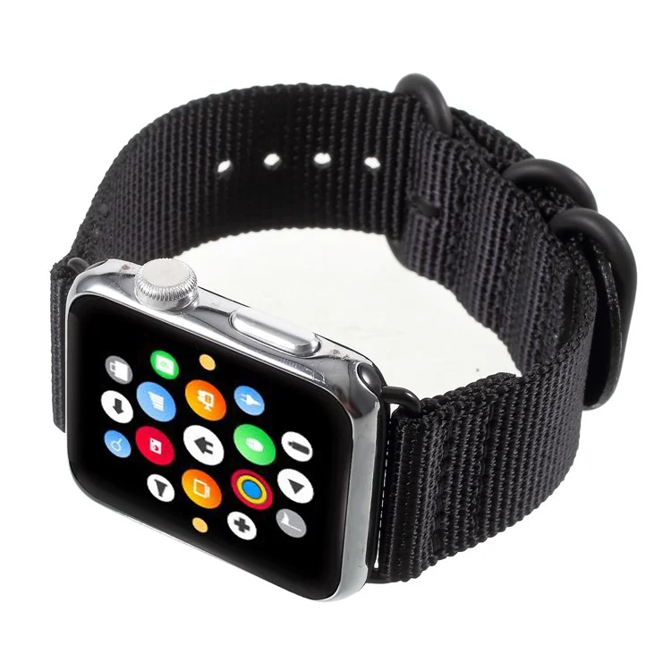 Buckle Closure Nylon Watch Band for Apple Watch Series 3/2/1 38mm - Black
