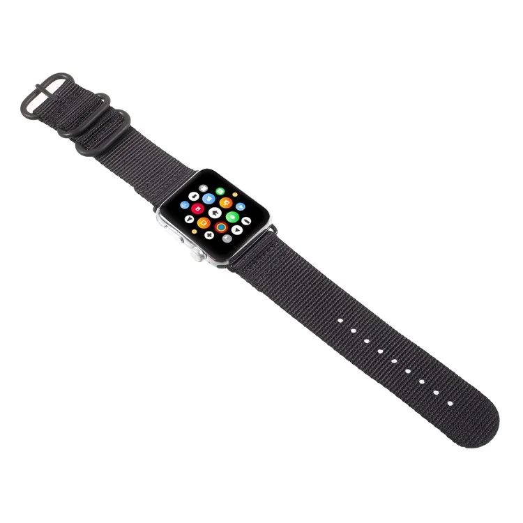 Buckle Closure Nylon Watch Band for Apple Watch Series 3/2/1 38mm - Black