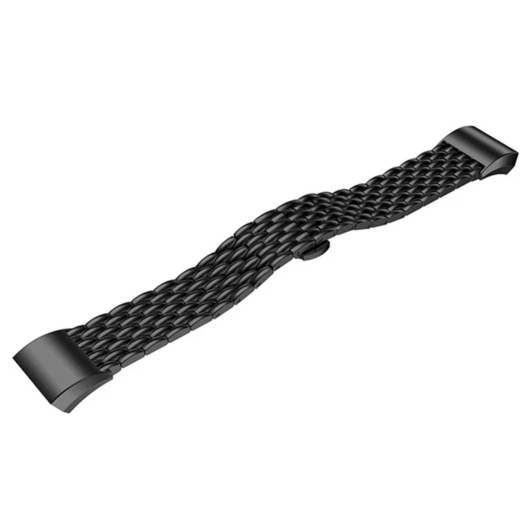 Luxury Stainless Steel Dragon Texture Band Watch Strap for Fitbit Charge 2 - Black