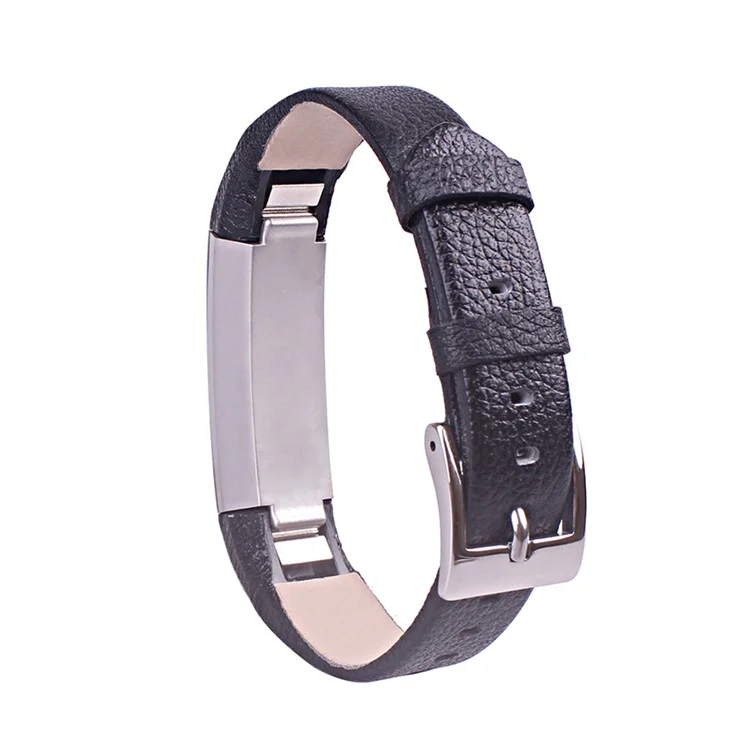 Genuine Leather Watch Band for Fitbit Alta - Black